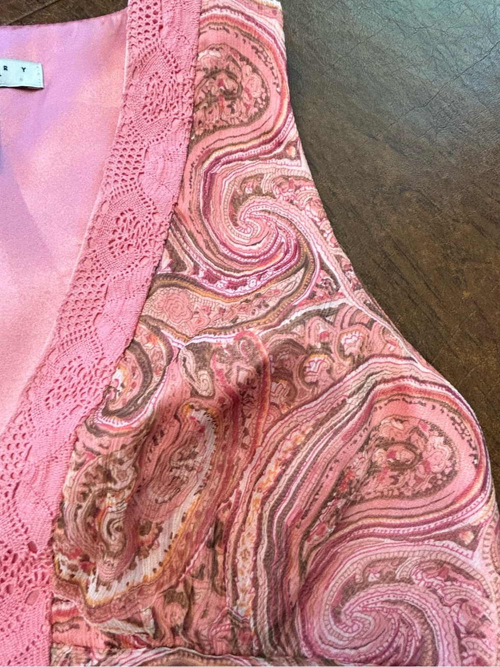 Laundry By Shelli Segal 100% Silk Pink Paisley V-Neck Sleeveless Midi Dress SZ6 - Picture 11 of 13